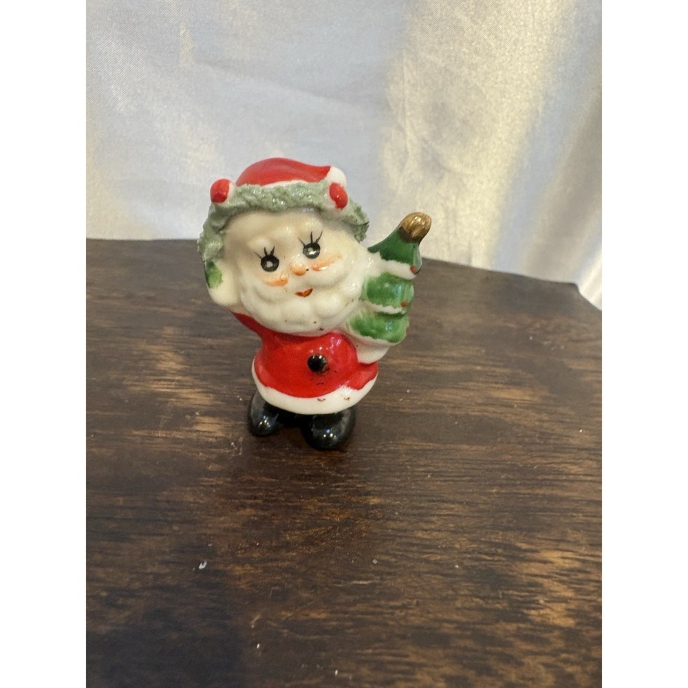 Vintage 50s Napco Miniature Bone China 2" Santa Claus Figurine